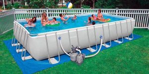 capacidade de uma piscina desmontável